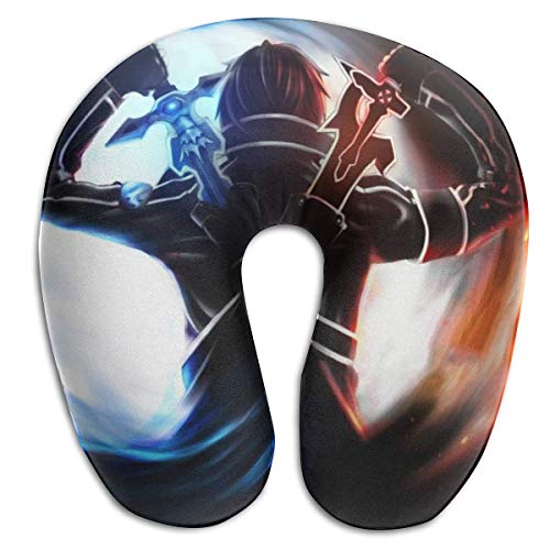 Hdadwy Anime Sword Art Online Almohada de Viaje para el Cuello Almohadas de Cuello en Forma de U de algodón con Memoria Transpirables y cómodas