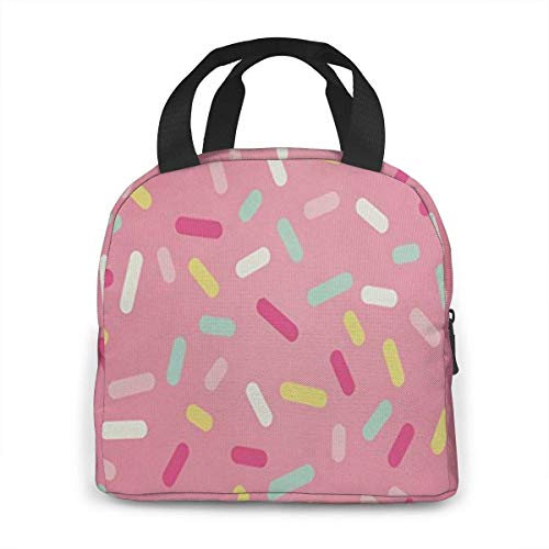 Hdadwy Patrón abstracto de rosquillas de colores, dulces y sabrosos, temática de panadería, bolsa de almuerzo portátil, con aislamiento, para viajes/picnic/trabajo Tamaño: 8.5 'x 8.0' x 5.0 '