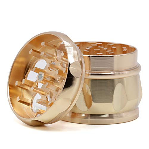 HDGAE Aleación De Zinc Moledora De Metal Pulido Grano De Café Lado Sal De Tipo Tambor Cóncava Semi-Transparente Portátil Cubierta Magnética Usados ​​para La Cocina De Su Casa 4 Capas Diámetro 63 Mm