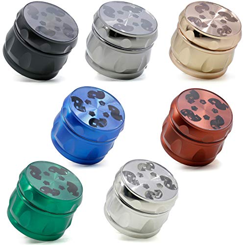 HDGAE Aleación De Zinc Moledora De Metal Pulido Grano De Café Lado Sal De Tipo Tambor Cóncava Semi-Transparente Portátil Cubierta Magnética Usados ​​para La Cocina De Su Casa 4 Capas Diámetro 63 Mm