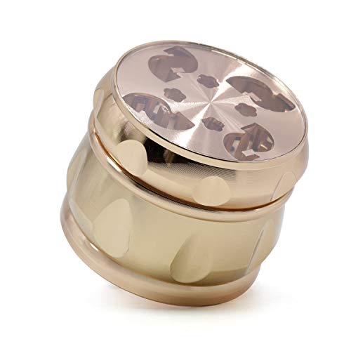 HDGAE Aleación De Zinc Moledora De Metal Pulido Grano De Café Lado Sal De Tipo Tambor Cóncava Semi-Transparente Portátil Cubierta Magnética Usados ​​para La Cocina De Su Casa 4 Capas Diámetro 63 Mm