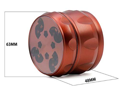 HDGAE Aleación De Zinc Moledora De Metal Pulido Grano De Café Lado Sal De Tipo Tambor Cóncava Semi-Transparente Portátil Cubierta Magnética Usados ​​para La Cocina De Su Casa 4 Capas Diámetro 63 Mm