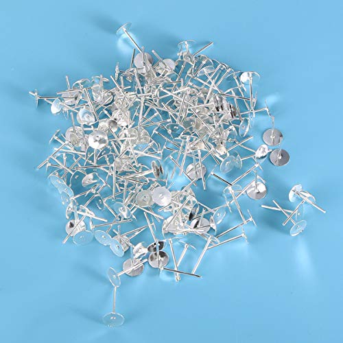 Healifty 200 Piezas Pendientes de Acero Inoxidable Postes Pendientes de Perno Prisionero Espalda Almohadillas Planas Pendientes de Pendientes de Perno Prisionero Joyería Que Hace Plata 6 Mm