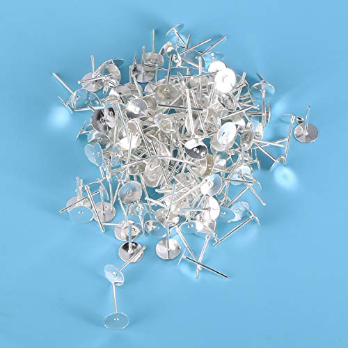 Healifty 200 Piezas Pendientes de Acero Inoxidable Postes Pendientes de Perno Prisionero Espalda Almohadillas Planas Pendientes de Pendientes de Perno Prisionero Joyería Que Hace Plata 6 Mm