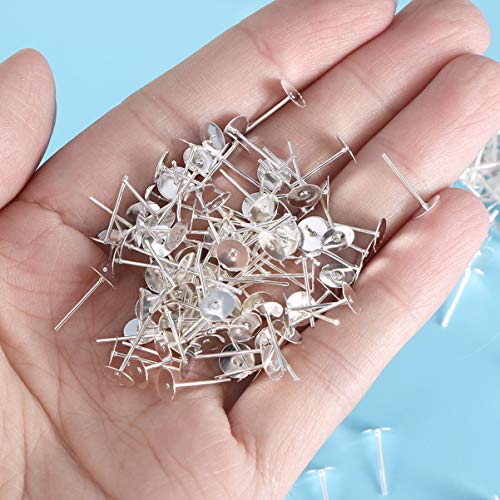 Healifty 200 Piezas Pendientes de Acero Inoxidable Postes Pendientes de Perno Prisionero Espalda Almohadillas Planas Pendientes de Pendientes de Perno Prisionero Joyería Que Hace Plata 6 Mm
