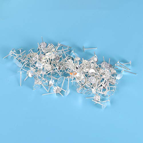 Healifty 200 Piezas Pendientes de Acero Inoxidable Postes Pendientes de Perno Prisionero Espalda Almohadillas Planas Pendientes de Pendientes de Perno Prisionero Joyería Que Hace Plata 6 Mm