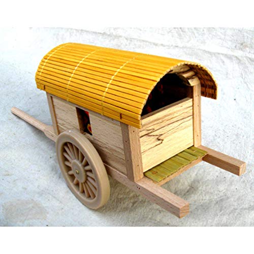 HEALLILY Modelo de Carro de Madera Antiguo Miniatura Carro Figura de Escritorio Artesanía Adorno Decoración de Muebles de Casa de Muñecas para Niños Cumpleaños Regalo de Boda 28X9.5X13 Cm