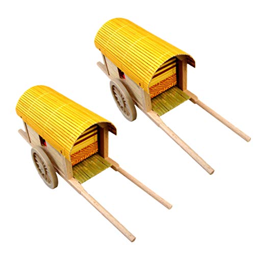 HEALLILY Modelo de Carro de Madera Antiguo Miniatura Carro Figura de Escritorio Artesanía Adorno Decoración de Muebles de Casa de Muñecas para Niños Cumpleaños Regalo de Boda 28X9.5X13 Cm