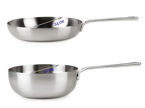 Healthy & tasty Innovador Juego de sartenes de Acero Inoxidable Sartén (Diámetro de 24 cm y sartén con diámetro de 20 cm para inducción + Apta para Horno