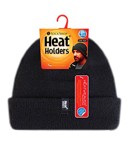 Heat Holders - Gorro de invierno con forro polar térmico para hombre (3,4 tog, talla única), color negro