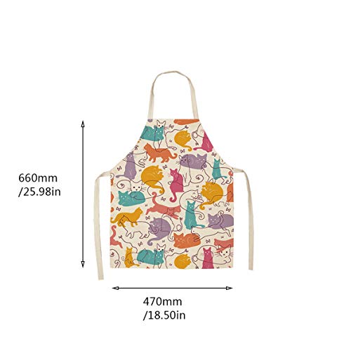 Heaviesk Gato de Dibujos Animados Impreso Impermeable Mujeres Hombres Delantal Restaurante Barbacoa Comedor Cocina Delantales de Cuello Halter