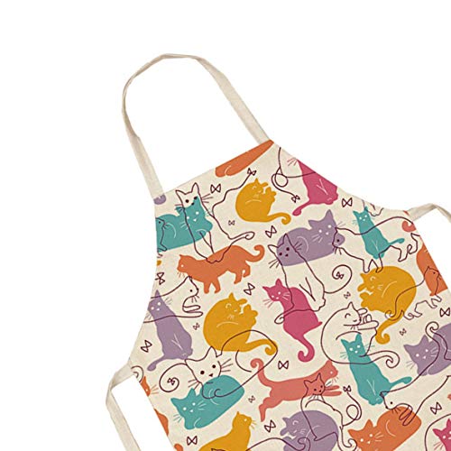 Heaviesk Gato de Dibujos Animados Impreso Impermeable Mujeres Hombres Delantal Restaurante Barbacoa Comedor Cocina Delantales de Cuello Halter
