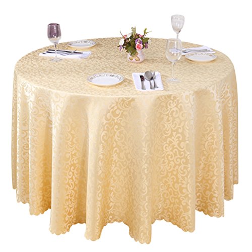 Heheja Satén Fiesta Decoración Restaurante Partido Mantel de Mesa Redondo Falda para Mesa Amarillo Claro 120 * 160cm