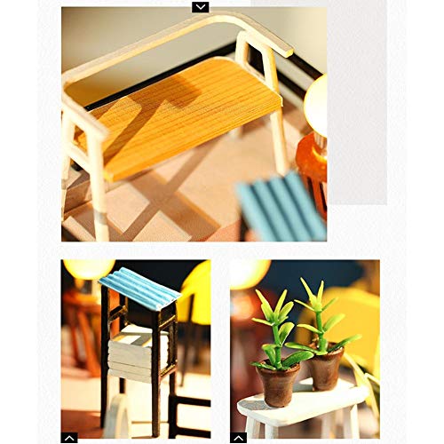 heirao4072 Rompecabezas Tridimensional de casa pequeña Modelo de micropaisaje Creativo y ensamblado a Mano de casa de Vidrio de Colores (con Manual en inglés, Cubierta Antipolvo, etc.)