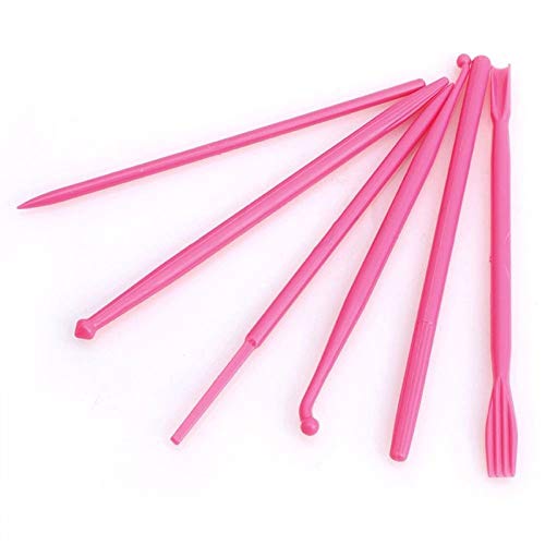 HEITIGN - Juego de 14 herramientas de modelado de pasteles, mini PP con doble punta para fondant, kit de bricolaje para moldear y esculpir tartas, fondant, decoración en relieve, color rosa