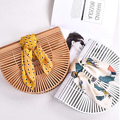 HELEN CURTAIN Bambú Bolsa De Bolsa De Paja Bolso Hecho A Mano De La Cesta Naturales Bolso De La Mujer De La Playa del Verano (Pequeño, Amarillento),A