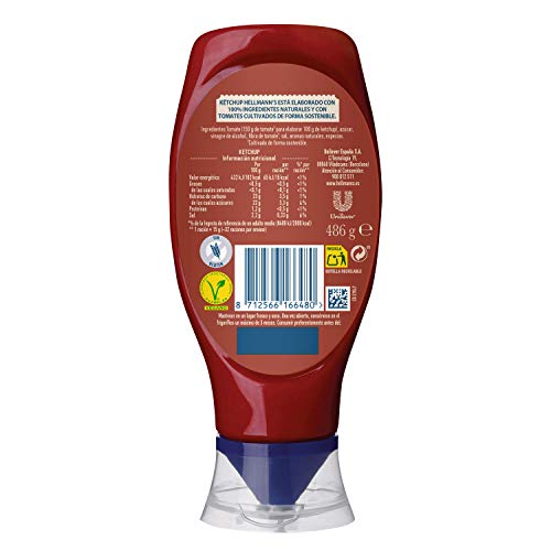 Hellmann's Original - Ketchup 100% Ingredientes Naturales, 4 x 486 gr