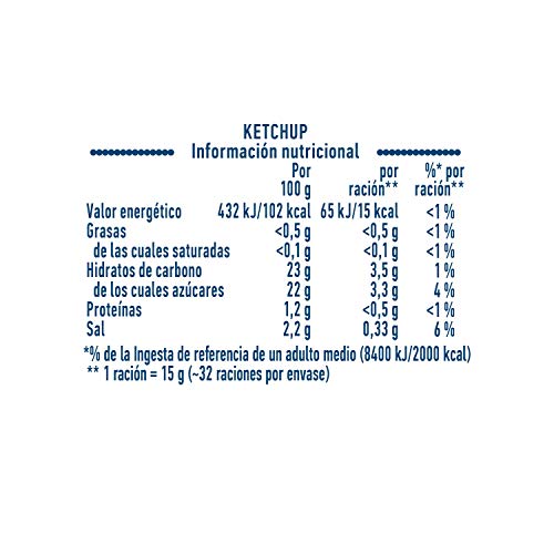Hellmann's Original - Ketchup 100% Ingredientes Naturales, 4 x 486 gr