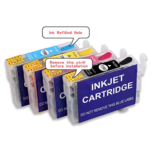 HEMEI - Cartucho de tinta recargable para modelos Epson WF-2510, WF-2520NF, WF-2530, WF-2540, WF-2010W, WF-2650DWF, WF-2630WF, WF-2660DWF, (4 unidades, 16xl)