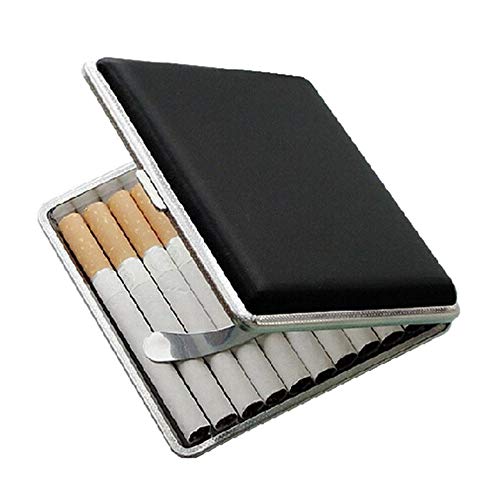 HEMFV Almacenamiento de Cuero Marco de Metal Negro Caso de Cigarrillos de contenedores