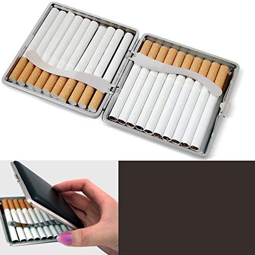 HEMFV Almacenamiento de Cuero Marco de Metal Negro Caso de Cigarrillos de contenedores
