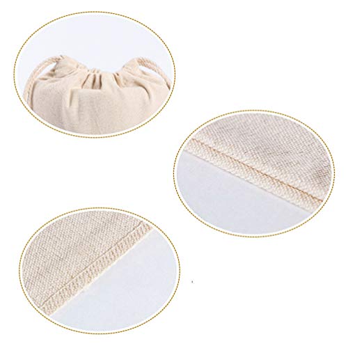 Hemoton 4Pcs 34X40cm con Cordón Bolsa de Productos Bolsa de Organización de Bocadillos de Comida Reutilizable Bolsa de Supermercado para Cocina Casera Beige