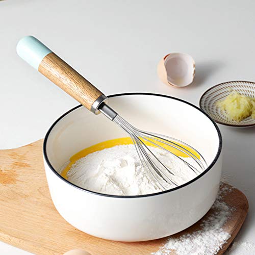Hemoton Batidor de Huevo de Acero Inoxidable Batidor de Huevo Manual Batidora Manual para Pasteles de Pan Salsas Huevo Y Más Herramienta de Restaurante de Cocina Casera (Plata + Azul)