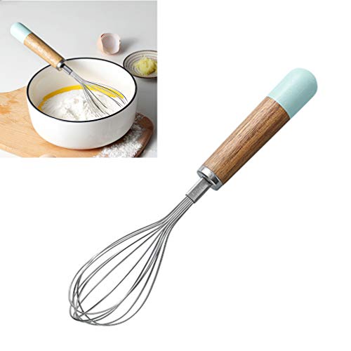 Hemoton Batidor de Huevo de Acero Inoxidable Batidor de Huevo Manual Batidora Manual para Pasteles de Pan Salsas Huevo Y Más Herramienta de Restaurante de Cocina Casera (Plata + Azul)