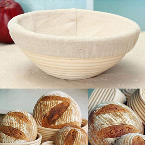 Hemoton Cesta Redonda a Prueba de Banneton Pan de Masa Madre Cesta de Panadería Forro de Tela Incluido - para Panaderos Profesionales Y Caseros - 22X8cm