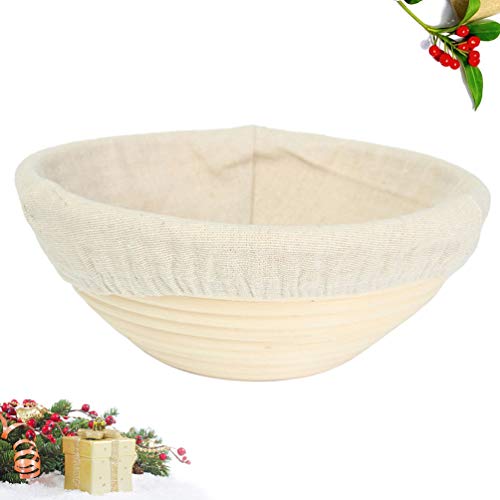 Hemoton Cesta Redonda a Prueba de Banneton Pan de Masa Madre Cesta de Panadería Forro de Tela Incluido - para Panaderos Profesionales Y Caseros - 22X8cm