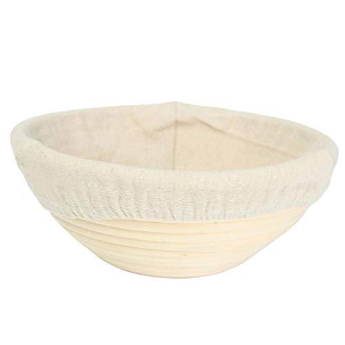 Hemoton Cesta Redonda a Prueba de Banneton Pan de Masa Madre Cesta de Panadería Forro de Tela Incluido - para Panaderos Profesionales Y Caseros - 22X8cm