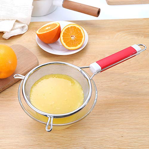 Hemoton Colador de Malla de Alambre de Acero Inoxidable Colador con Mango de Plástico Tamices Cocina Que Sirve Skimmer para Cocinar en Casa (14 Cm)