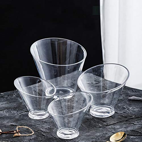 Hemoton Ensaladera Inclinada de acrílico Recipiente Transparente para refrigerios Tazones para Servir Alimentos para Postre Frutas Verduras (16.5cm)