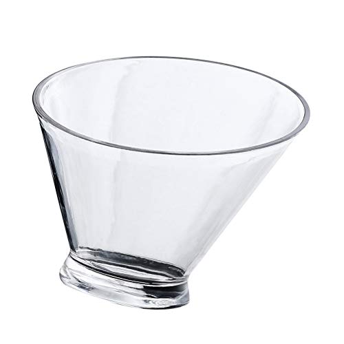 Hemoton Ensaladera Inclinada de acrílico Recipiente Transparente para refrigerios Tazones para Servir Alimentos para Postre Frutas Verduras (16.5cm)