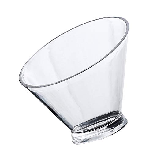 Hemoton Ensaladera Inclinada de acrílico Recipiente Transparente para refrigerios Tazones para Servir Alimentos para Postre Frutas Verduras (16.5cm)