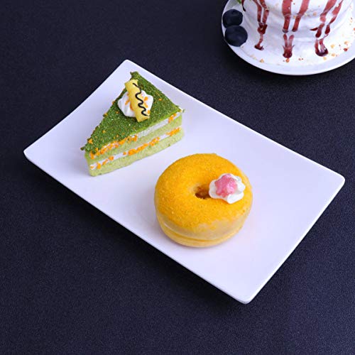 Hemoton Plato de Porcelana Platos de Postre de Melamina Platos de Porcelana Platos de Cena Rectangulares para Fiestas Platos de Servir Apilables para Fruta Queso Postre Almuerzo Y Más (7.9in/Blanco)