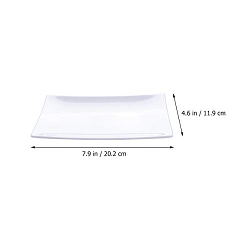 Hemoton Plato de Porcelana Platos de Postre de Melamina Platos de Porcelana Platos de Cena Rectangulares para Fiestas Platos de Servir Apilables para Fruta Queso Postre Almuerzo Y Más (7.9in/Blanco)