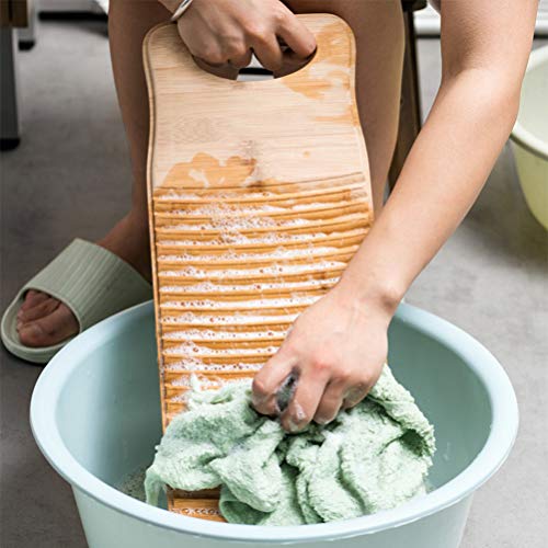 Hemoton Ropa de Lavado de Madera de Bambú Tabla de Lavar Tabla de Lavar Tabla de Lavar a Mano para Suministros de Lavandería en El Hogar M