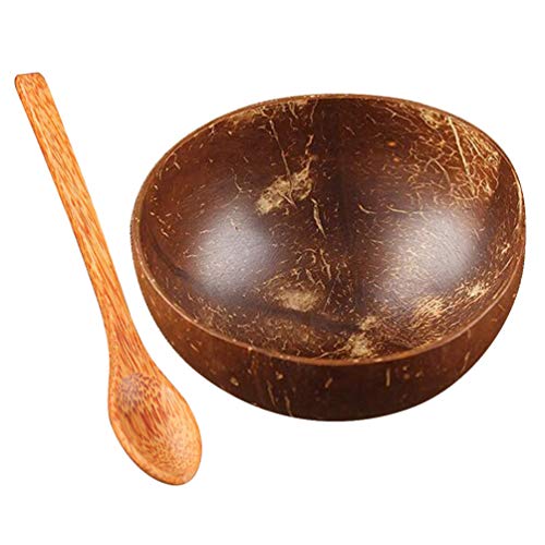 Hemoton Tazones de Coco, Cuencos de Cáscara de Coco con Cuchara, Cuencos Hechos a Mano para Recipientes para un Desayuno Sano, Cereales, ensaladas, Helados, Smoothie Bowls, Buda Bowls, acaï Bowls