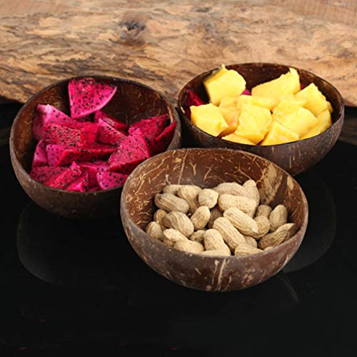 Hemoton Tazones de Coco, Cuencos de Cáscara de Coco con Cuchara, Cuencos Hechos a Mano para Recipientes para un Desayuno Sano, Cereales, ensaladas, Helados, Smoothie Bowls, Buda Bowls, acaï Bowls
