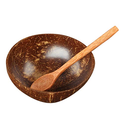 Hemoton Tazones de Coco, Cuencos de Cáscara de Coco con Cuchara, Cuencos Hechos a Mano para Recipientes para un Desayuno Sano, Cereales, ensaladas, Helados, Smoothie Bowls, Buda Bowls, acaï Bowls