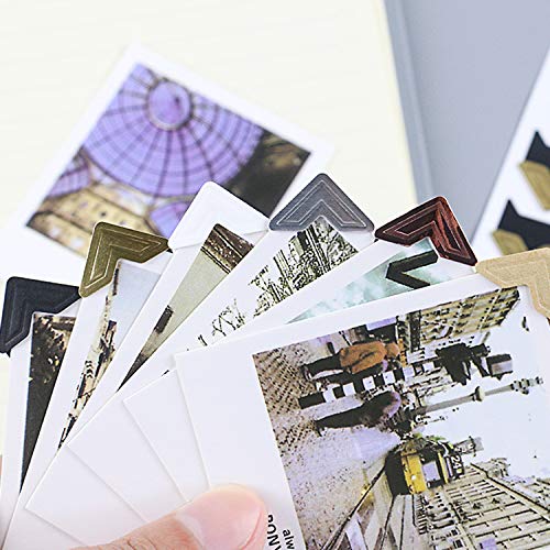 Hentek 15 hojas Photo Corners Autoadhesivas, 6 colores 288 piezas Esquinas de montaje de álbumes de fotos para álbumes de recortes, álbumes de fotos, diarios, etc.