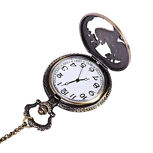 Heqianqian Relojes de Bolsillo Bronce Zodiaco en Relieve Personaje Hueco Gran Gallo Reloj de Bolsillo Pollo nostálgico Reloj de Bolsillo Grande para Hombres Mujeres (Color, Size : Free Size)
