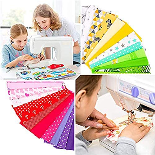 Hereb 35 Piezas de Tela De AlgodóN Telas de ImpresióN a La Moda Para Patchwork Telas Para Coser Material de Costura Hecho a Mano, Color Brillante