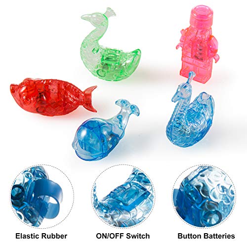 Herefun 20 Piezas de Fibra óptica Luz de Dedo LED Luces de Dedo Coloridas Pavo Real Ballena Luz de Dedo Anillos de luz niños Fiesta Gadgets Juguetes, Conciertos Espectáculos, Decoración de Boda