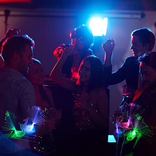 Herefun 20 Piezas de Fibra óptica Luz de Dedo LED Luces de Dedo Coloridas Pavo Real Ballena Luz de Dedo Anillos de luz niños Fiesta Gadgets Juguetes, Conciertos Espectáculos, Decoración de Boda