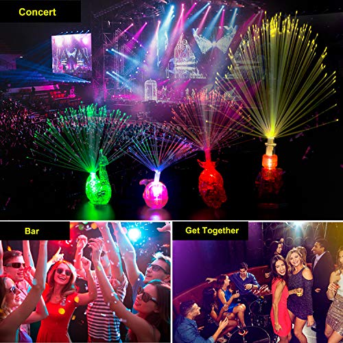 Herefun 20 Piezas de Fibra óptica Luz de Dedo LED Luces de Dedo Coloridas Pavo Real Ballena Luz de Dedo Anillos de luz niños Fiesta Gadgets Juguetes, Conciertos Espectáculos, Decoración de Boda