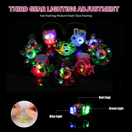 Herefun Artículos de Fiesta Cumpleaños Niños, Juguete Luminoso, Led Luminoso Anillo Juguetes Niñas Brillo En La Oscuridad Regalos de Cumpleaños para Fiestas Favores (15 Pcs)