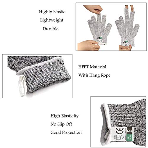 Herefun Guantes Anticorte para Niños, Herefun Guantes Resistentes a Cortes Nivel 5 Seguridad para Cocina Trabajo Mecanico y Jardín, Guantes Resistentes para Niños al Corte de Proteccion Certificación