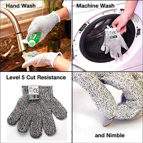Herefun Guantes Anticorte para Niños, Herefun Guantes Resistentes a Cortes Nivel 5 Seguridad para Cocina Trabajo Mecanico y Jardín, Guantes Resistentes para Niños al Corte de Proteccion Certificación